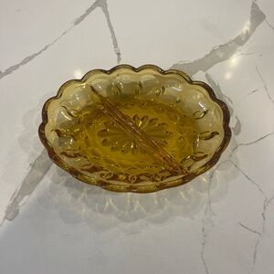 Vintage Amber Glass Divided Dish
